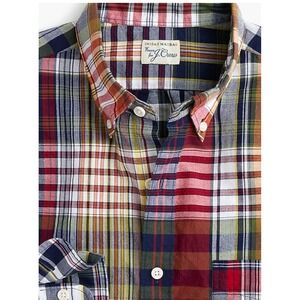 J. Crew Indian Madras Plaid Button Down Long Sleeve Shirt Colorful‎ Casual